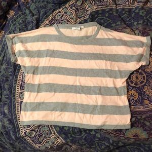 Pink and Gray Striped Crop Top